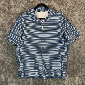 Lululemon Polo Shirt Mens XL Blue Striped Performance Breathable Golf Comfort